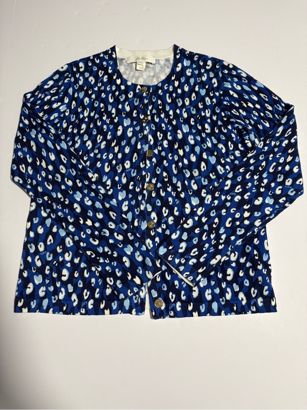 Lilly Pulitzer Blue Multi Animal Print Button-Down Cardigan Sweater